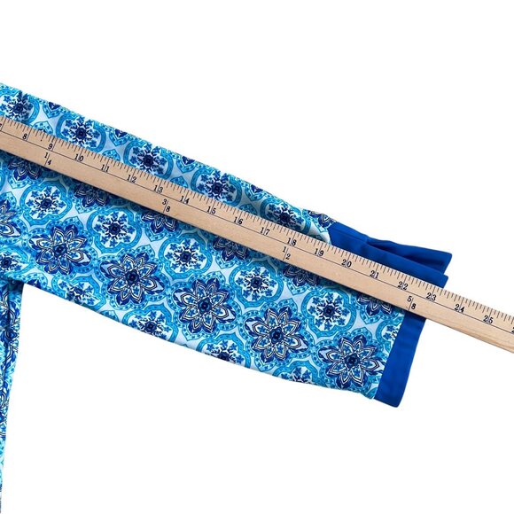 Aqua Et Sol Tunic Swim Cover Up Womens Medium Blue Tile Print UPF 50 Beach Pool - Picture 8 of 9